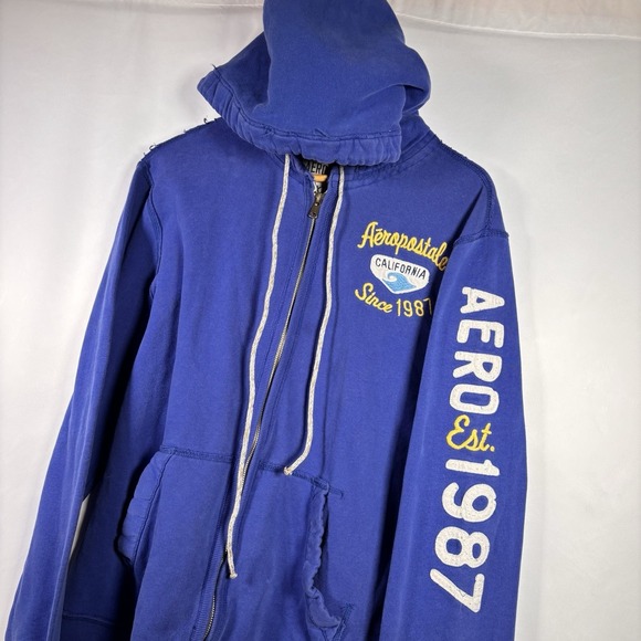 Aeropostale Other - Aeropostale Y2K Hoodie Mens XL Full Zip Patch Embroider Grunge Hooded Sweatshirt